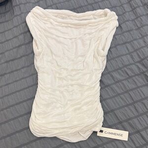 Commense Ivory Ruched Sleeveless Camisole